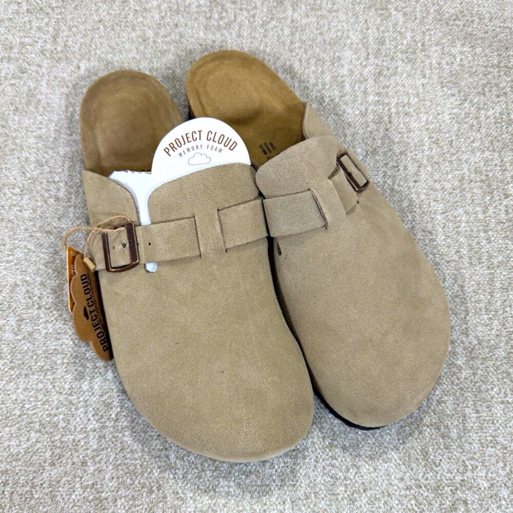 Project Cloud Memory Foam Suede Clogs Beige Buckle Round Toe Men's US 13 - NEW